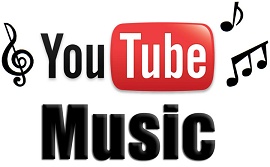 Logo do Youtube estilizado com a palavra Music